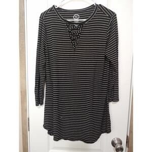 Womens Maurices Black and White Stripe Tunic sz M